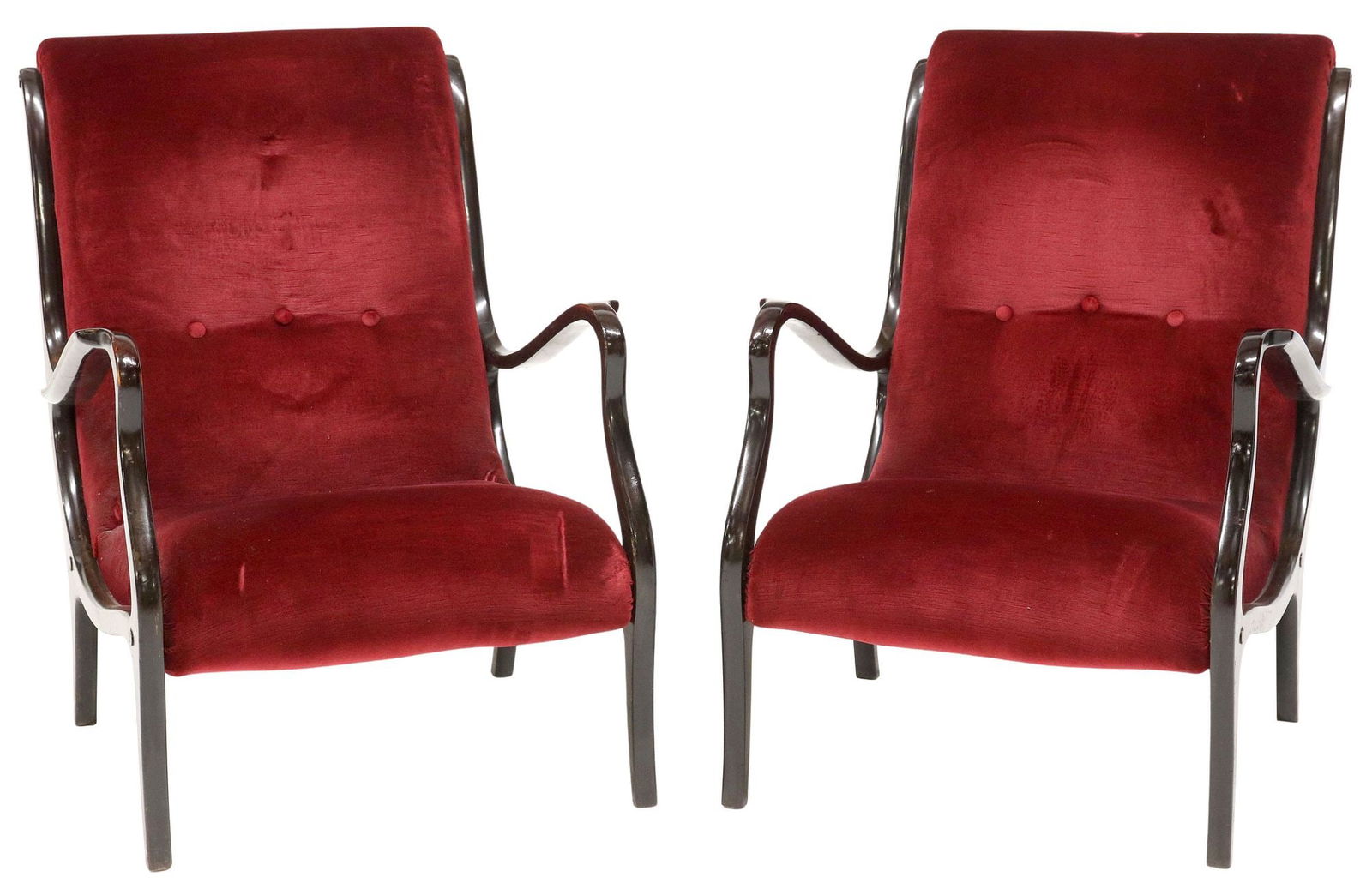 (2) ITALIAN MID-CENTURY MODERN VELVET-UPHOLSTERED ARMCHAIRS (1 of 3)