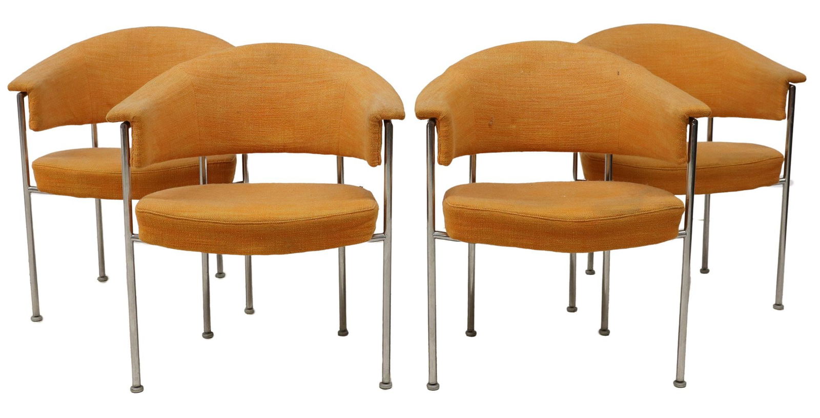 (4) MODERNIST UPHOLSTERED CHROMED STEEL ARMCHAIRS (1 of 3)