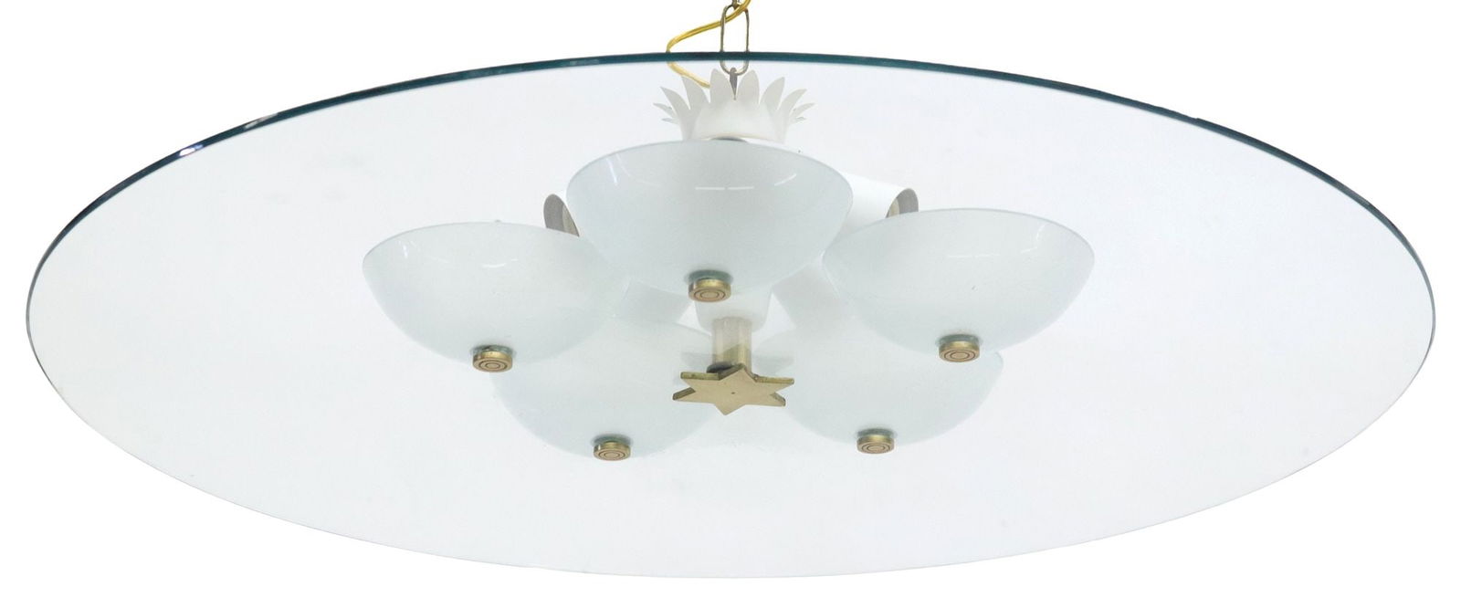 ITALIAN MID-CENTURY MODERN 5LT GLASS DISC CEILING LIGHT (1 of 4)