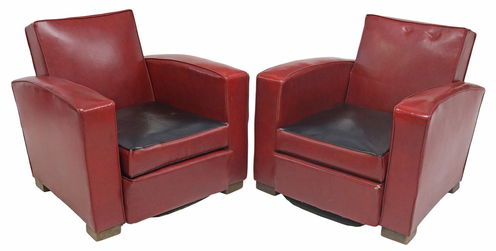(2) ITALIAN ART DECO STYLE UPHOLSTERED CLUB ARMCHAIRS (1 of 3)