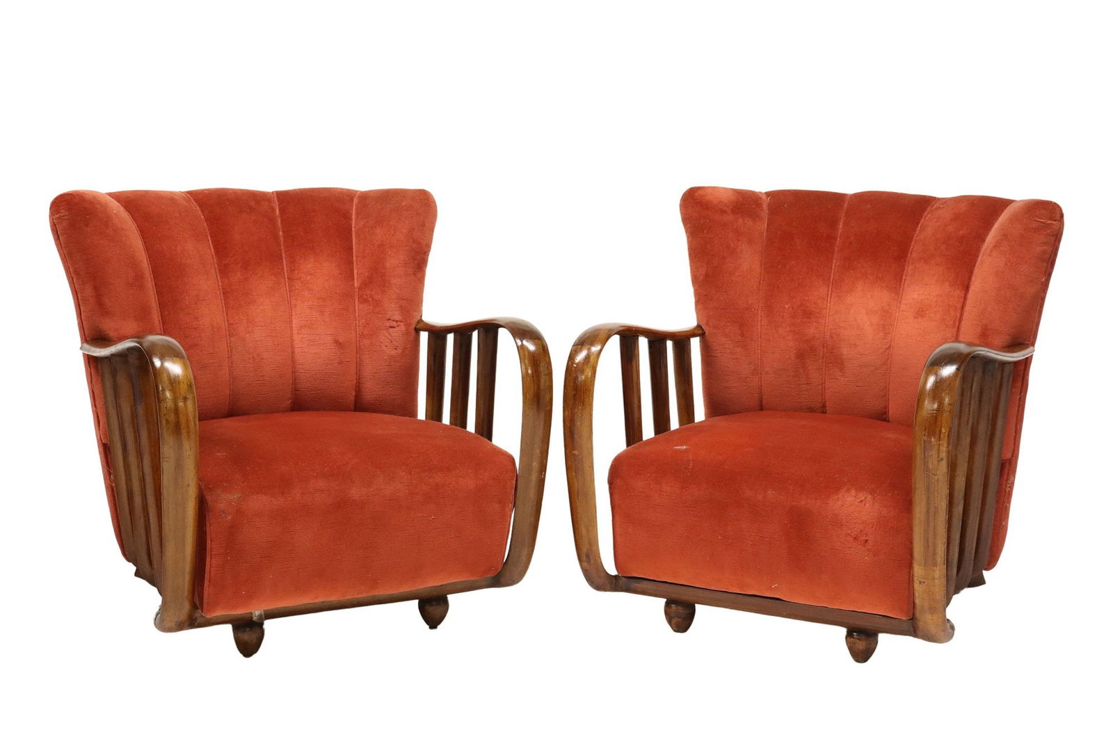 (2) ITALIAN ART DECO UPHOLSTERED CLUB CHAIRS (1 of 3)