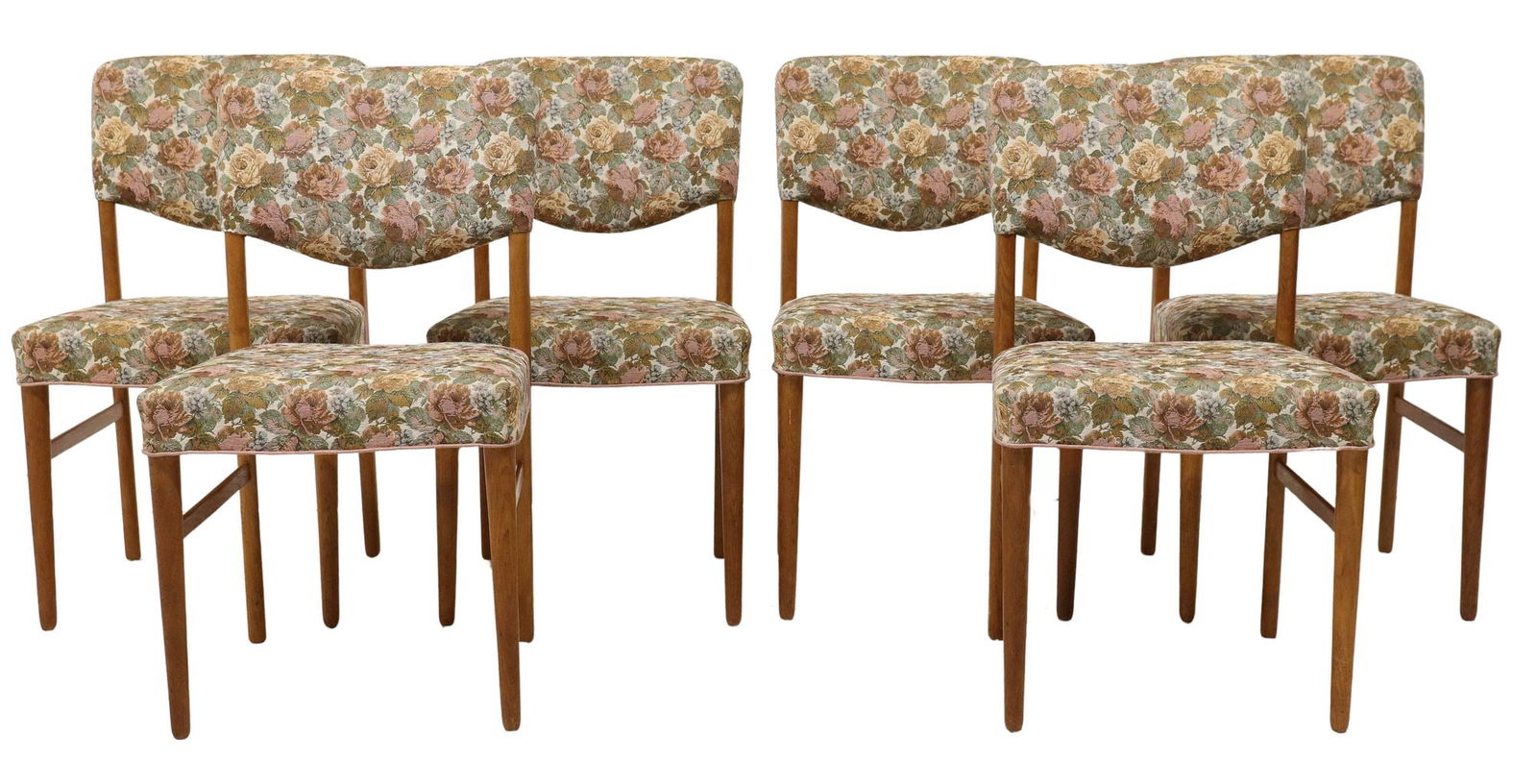 (6) DANISH MID-CENTURY MODERN FLORAL UPHOLSTERED TEAK DINING CHAIRS (1 of 3)
