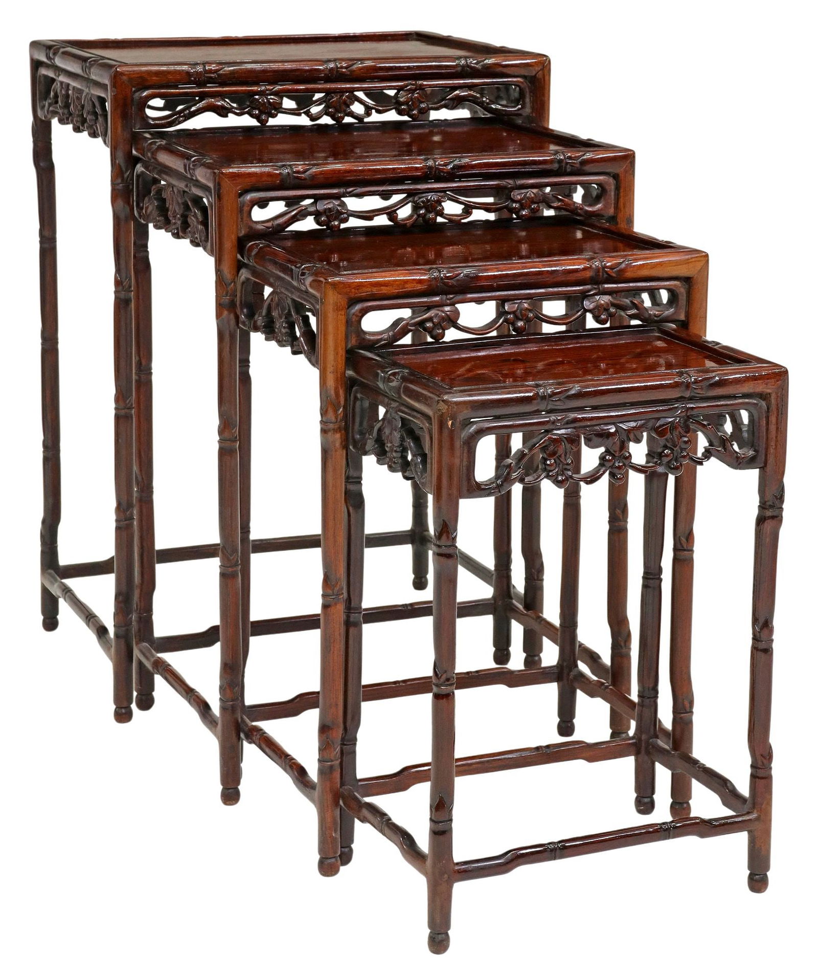 (4) CHINESE CARVED ROSEWOOD NESTING TABLES (1 of 6)