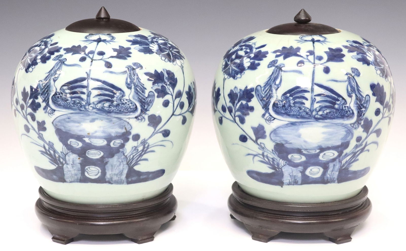 (2) CHINESE BLUE & WHITE PORCELAIN MELON JARS (1 of 6)