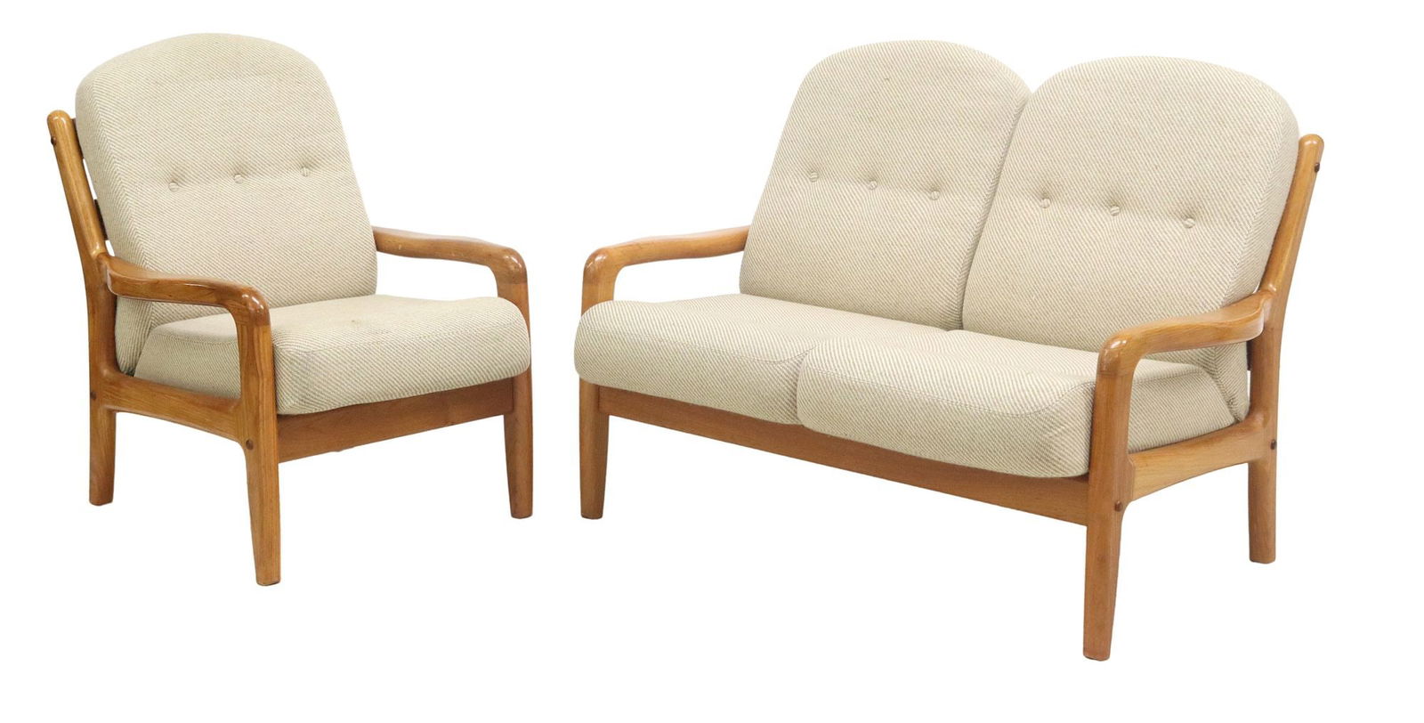 (2) DANISH MID-CENTURY MODERN TEAK ARMCHAIR & LOVESEAT (1 of 3)
