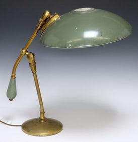 MID-CENTURY MODERN SAUCER FORM 1-LT ENAMELD METAL TABLE LAMP