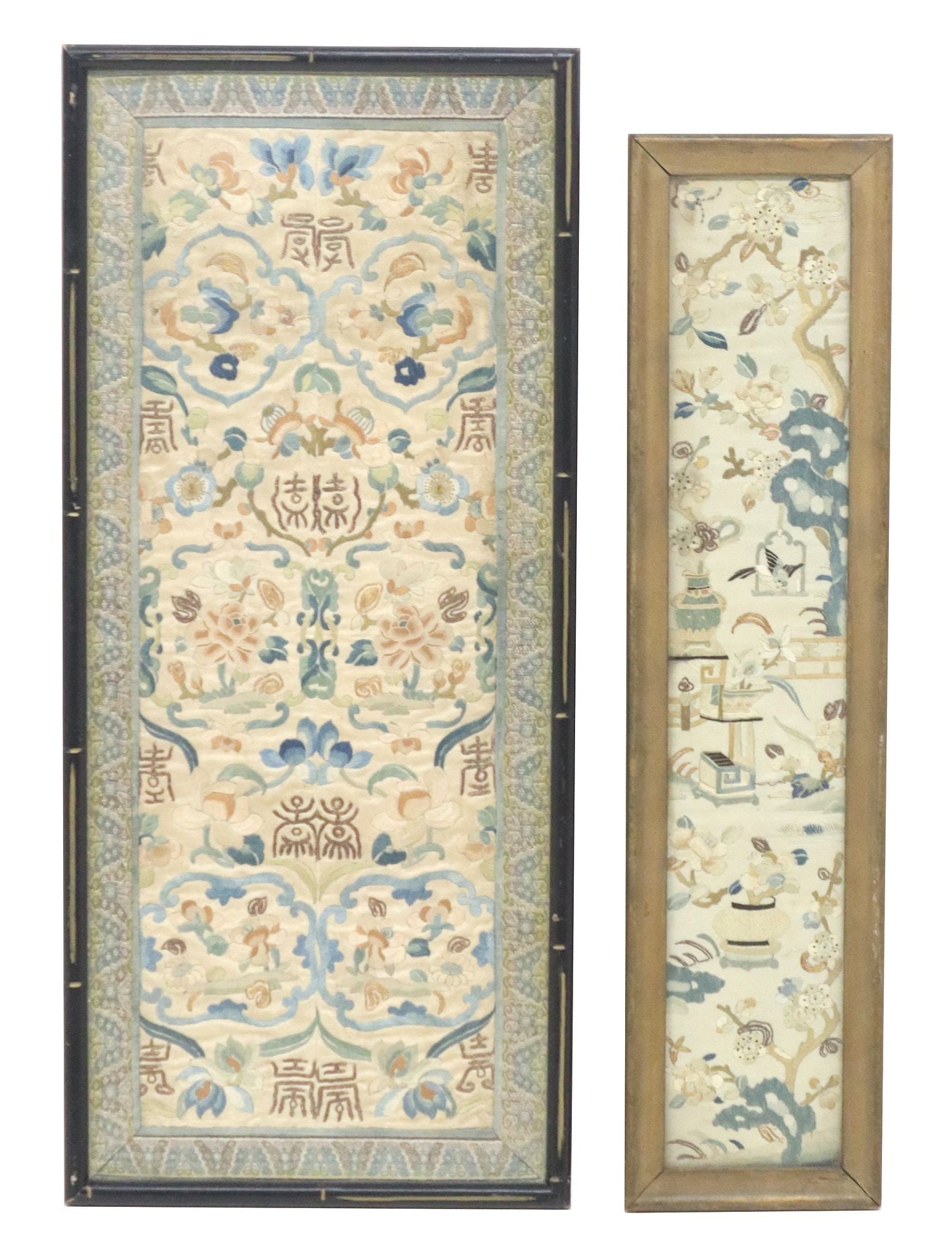 (2) FRAMED CHINESE SILK EMBROIDERED TEXTILES (1 of 4)