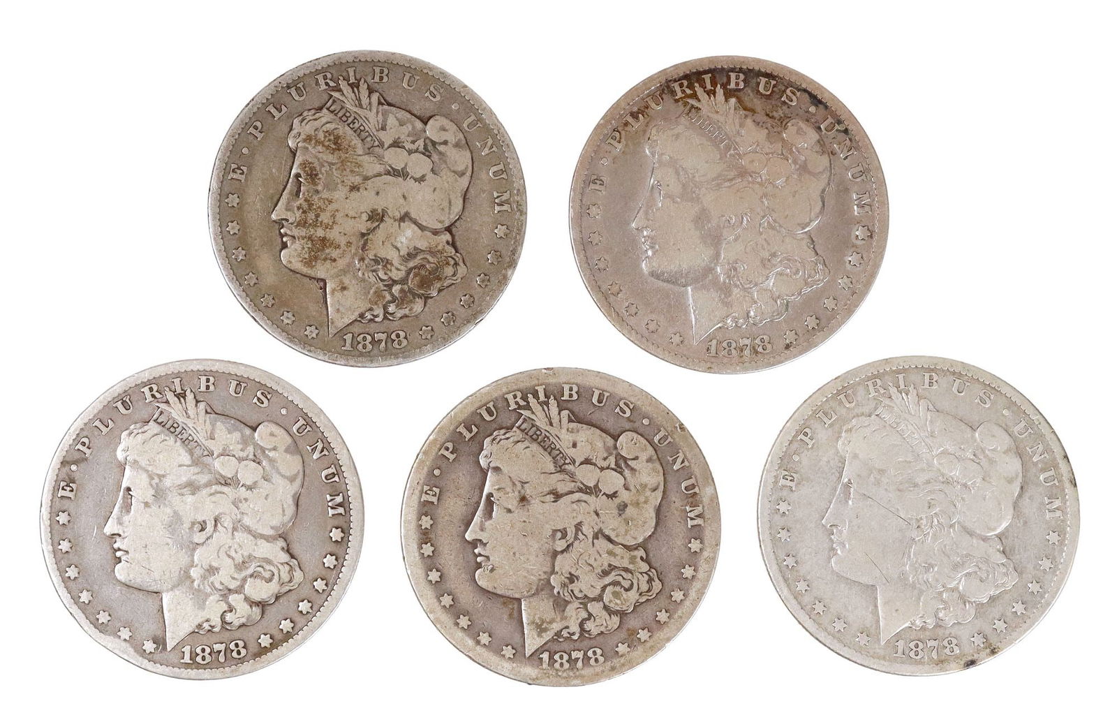(5) U.S. 1878 CARSON CITY SILVER DOLLARS (1 of 2)
