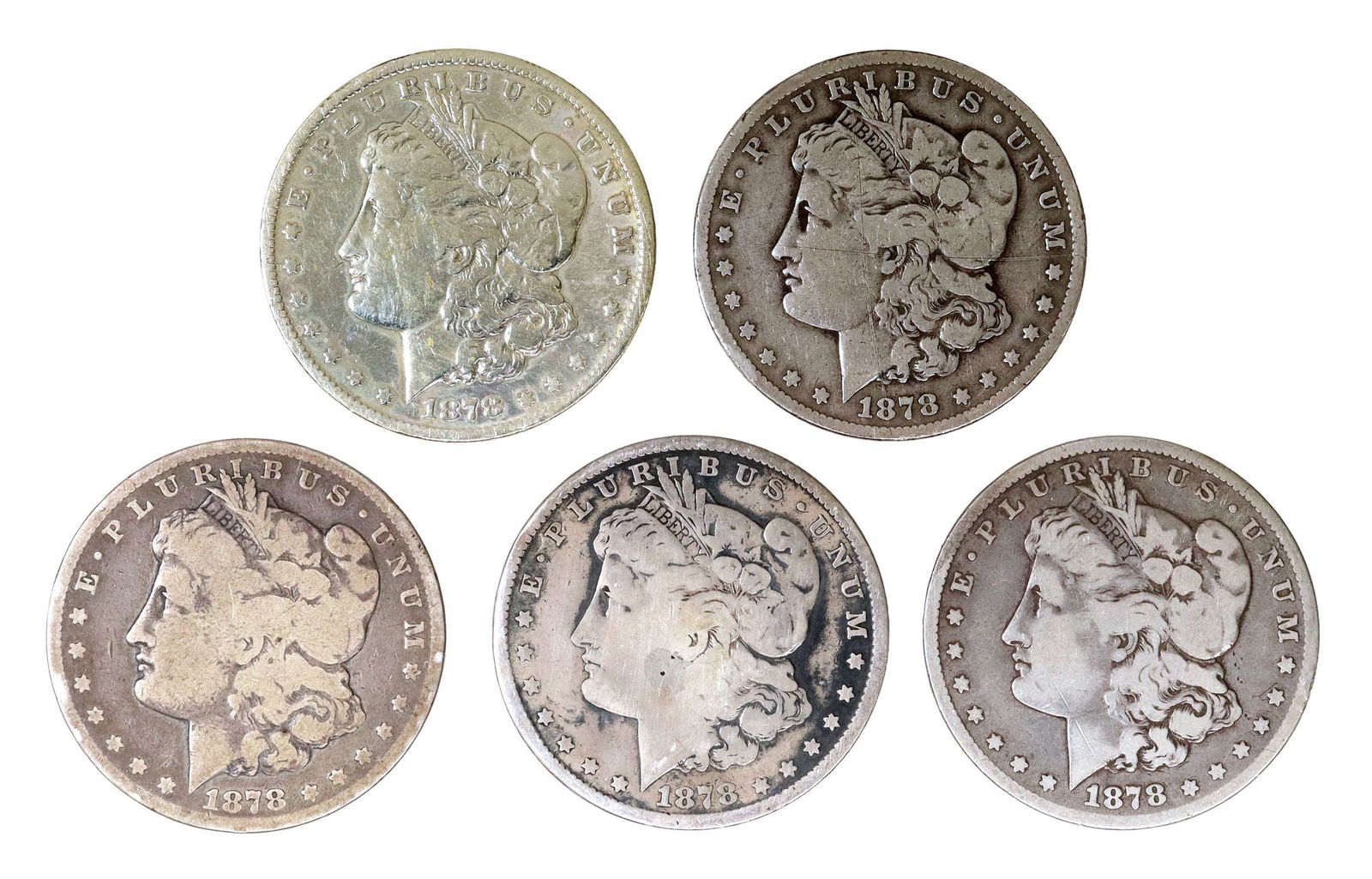 (5) U.S. 1878 CARSON CITY SILVER DOLLARS (1 of 2)
