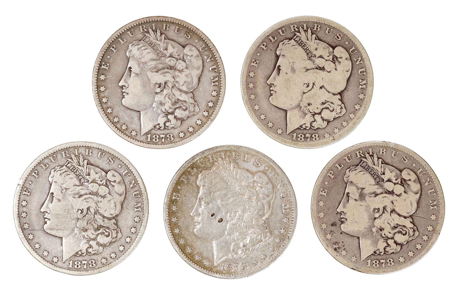 (5) U.S. 1878 CARSON CITY SILVER DOLLARS (1 of 2)