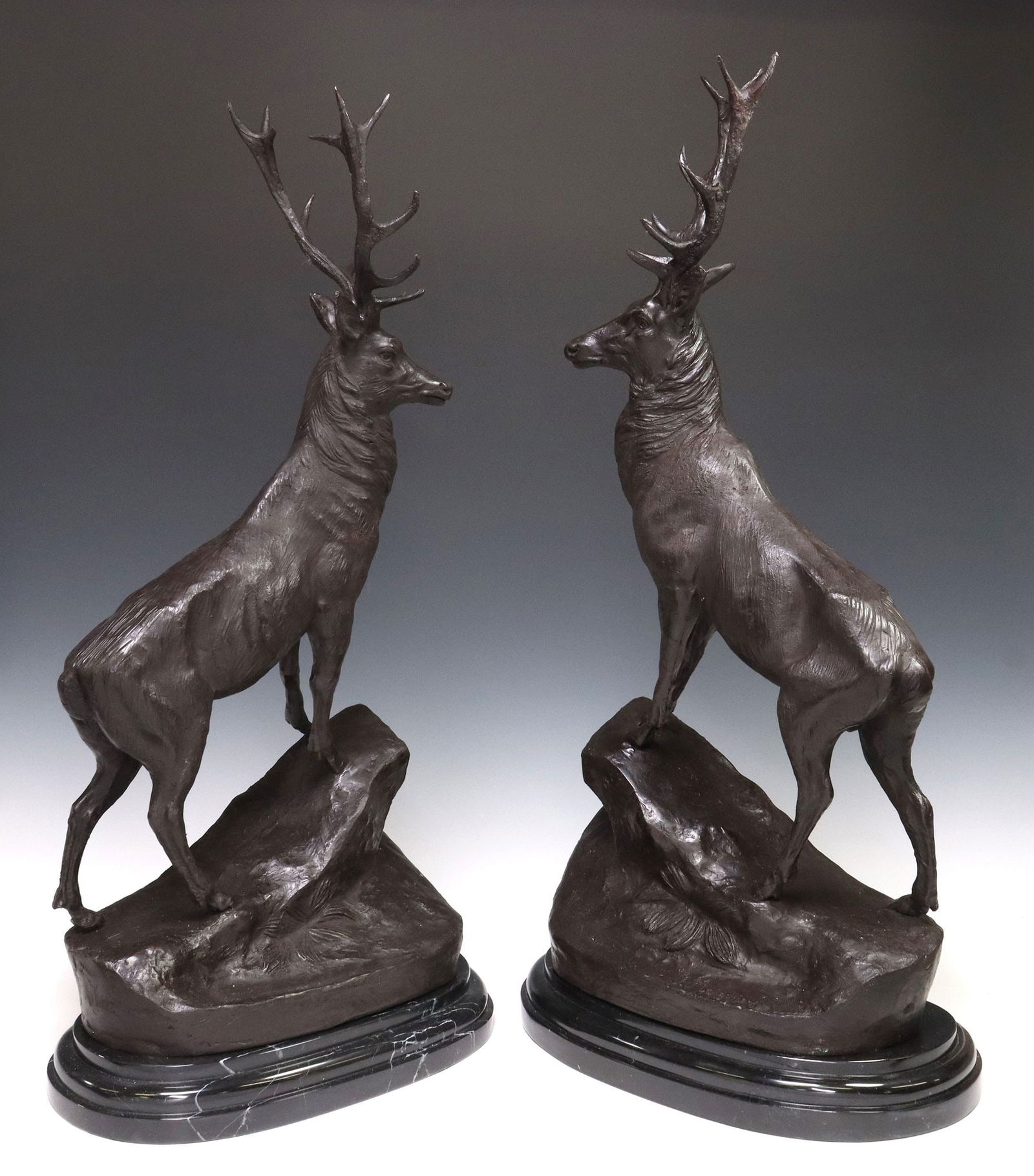 (2) AFTER JULES MOIGNIEZ PATINATED BRONZE STAGS (1 of 4)