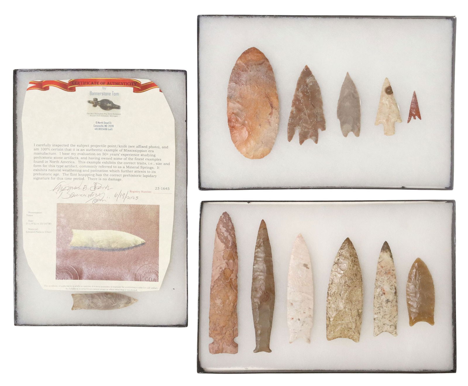 (12) STONE ARROWHEADS, SPEAR POINTS (1 of 7)