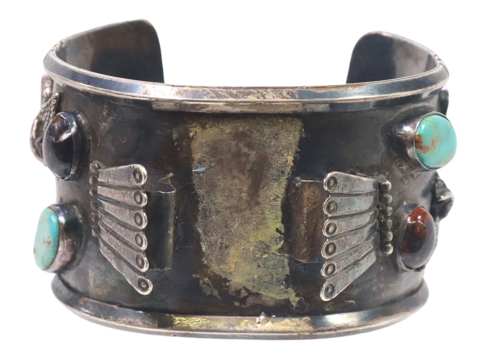 NATIVE AMERICAN SILVER & TURQUOISE WATCH CUFF, HENRY ROSETTA (ATTRIB.) (1 of 5)