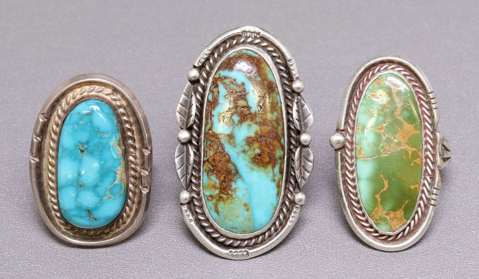 (3) GENT'S SOUTHWEST SILVER & TURQUOISE RINGS (1 of 4)
