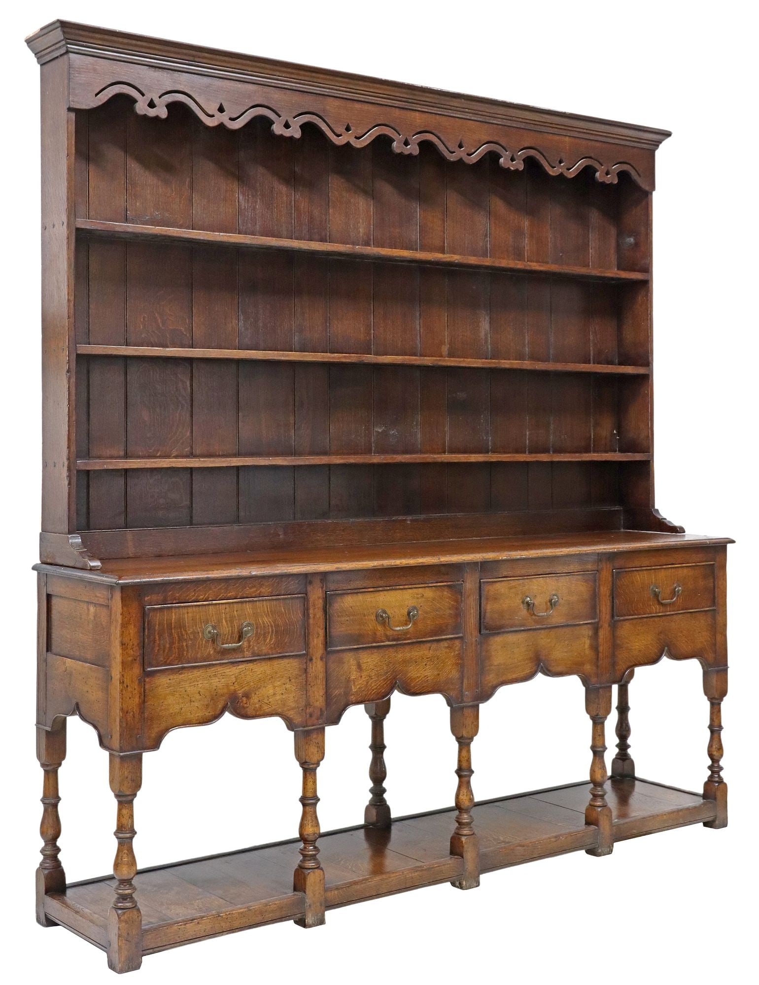 ENGLISH CARVED OAK KITCHEN DRESSER & PLATE RACK (1 of 5)