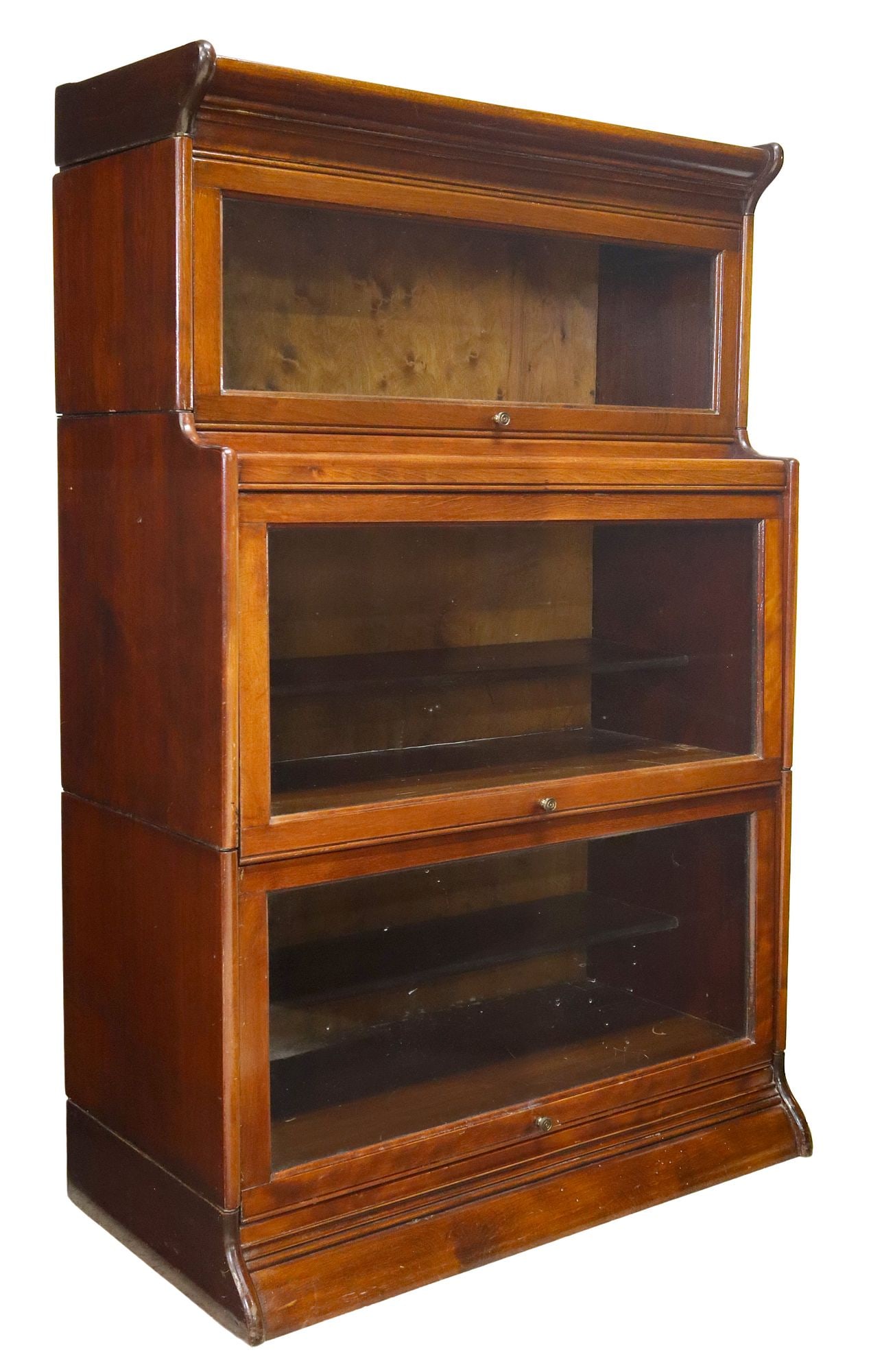 ENGLISH MAHOGANY THREE STACK BARRISTER'S BOOKCASE (1 of 5)