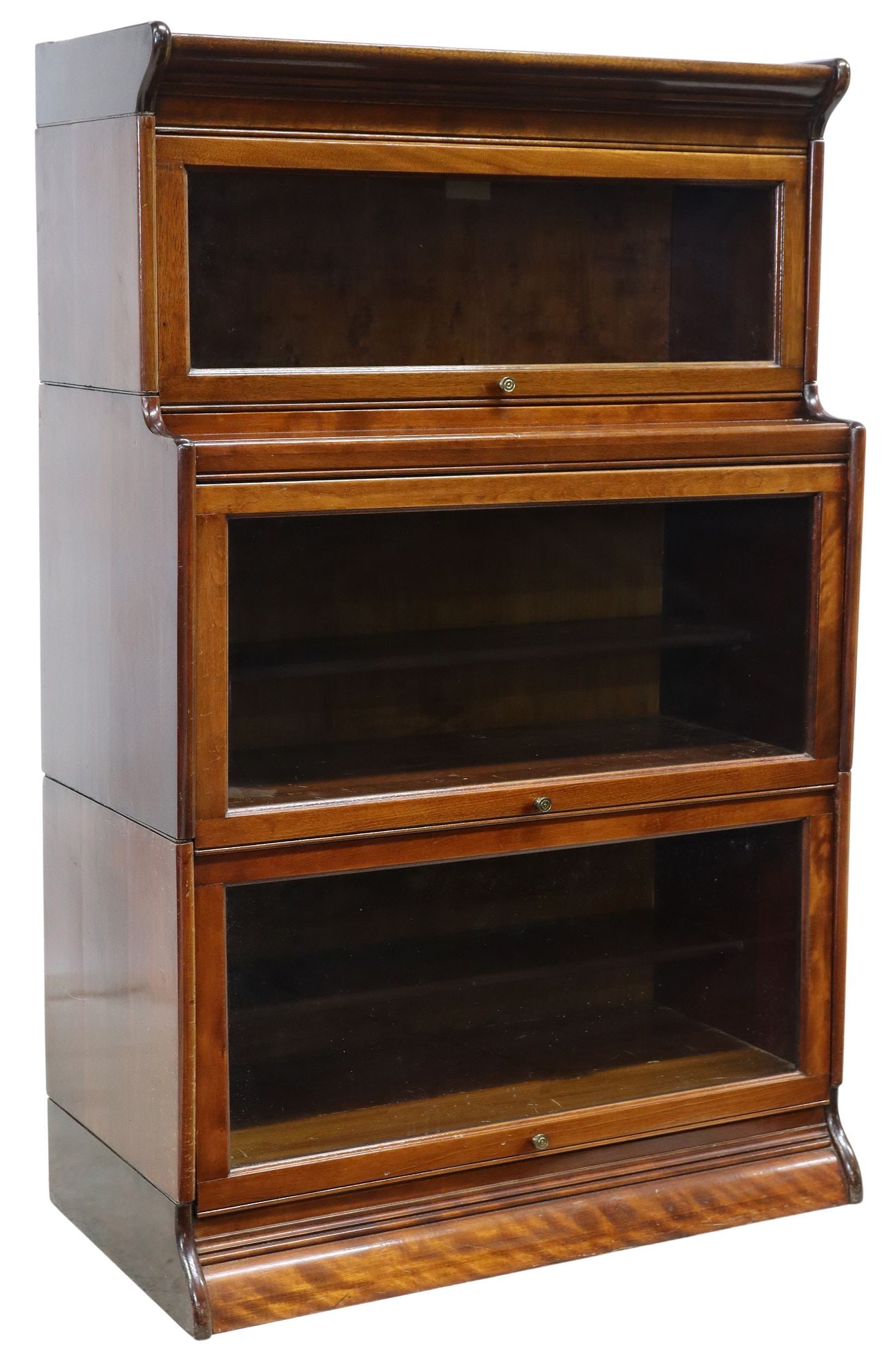 ENGLISH MAHOGANY THREE STACK BARRISTER'S BOOKCASE (1 of 5)