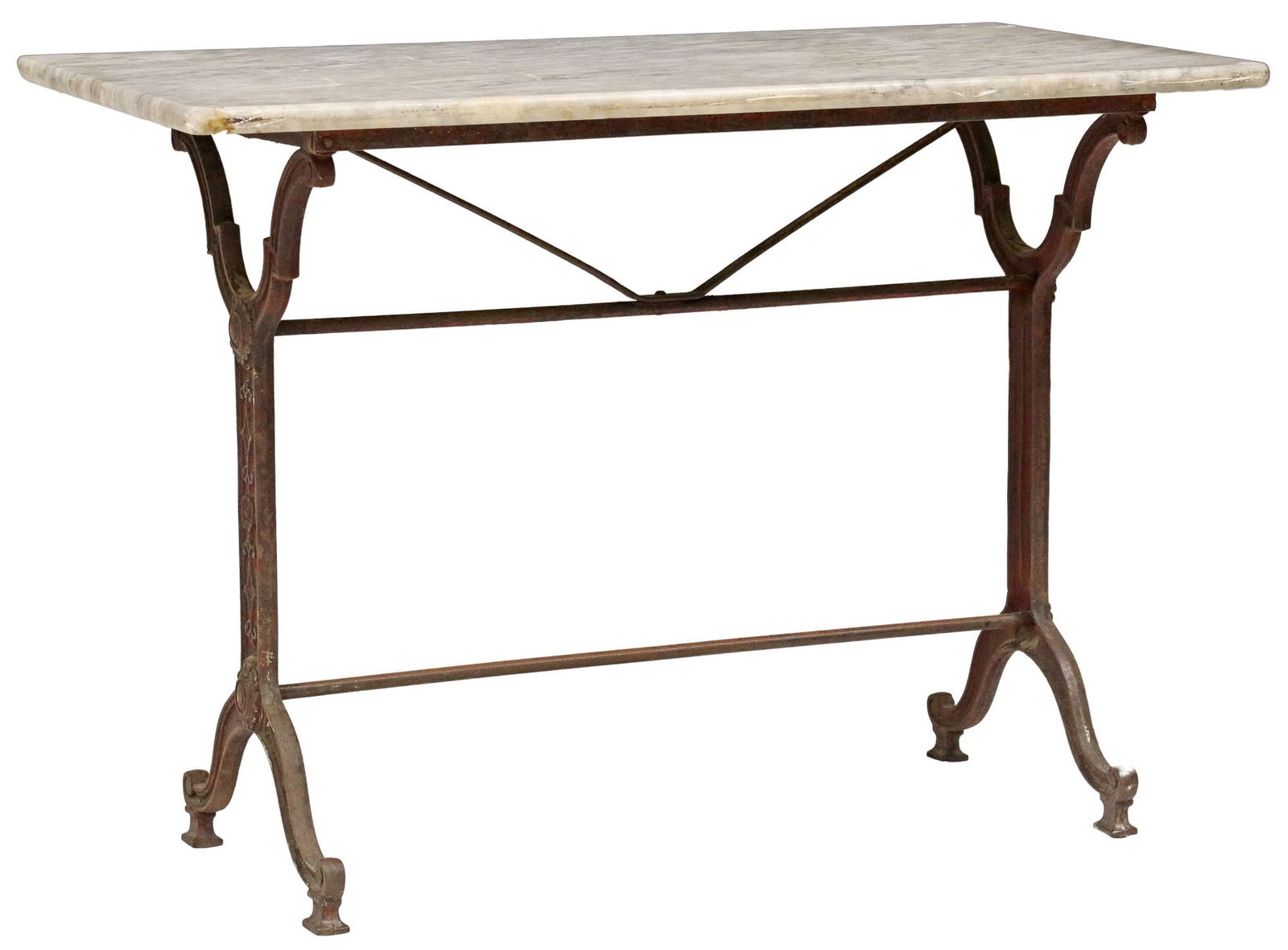 FRENCH CAST IRON & MARBLE BISTRO TABLE (1 of 4)