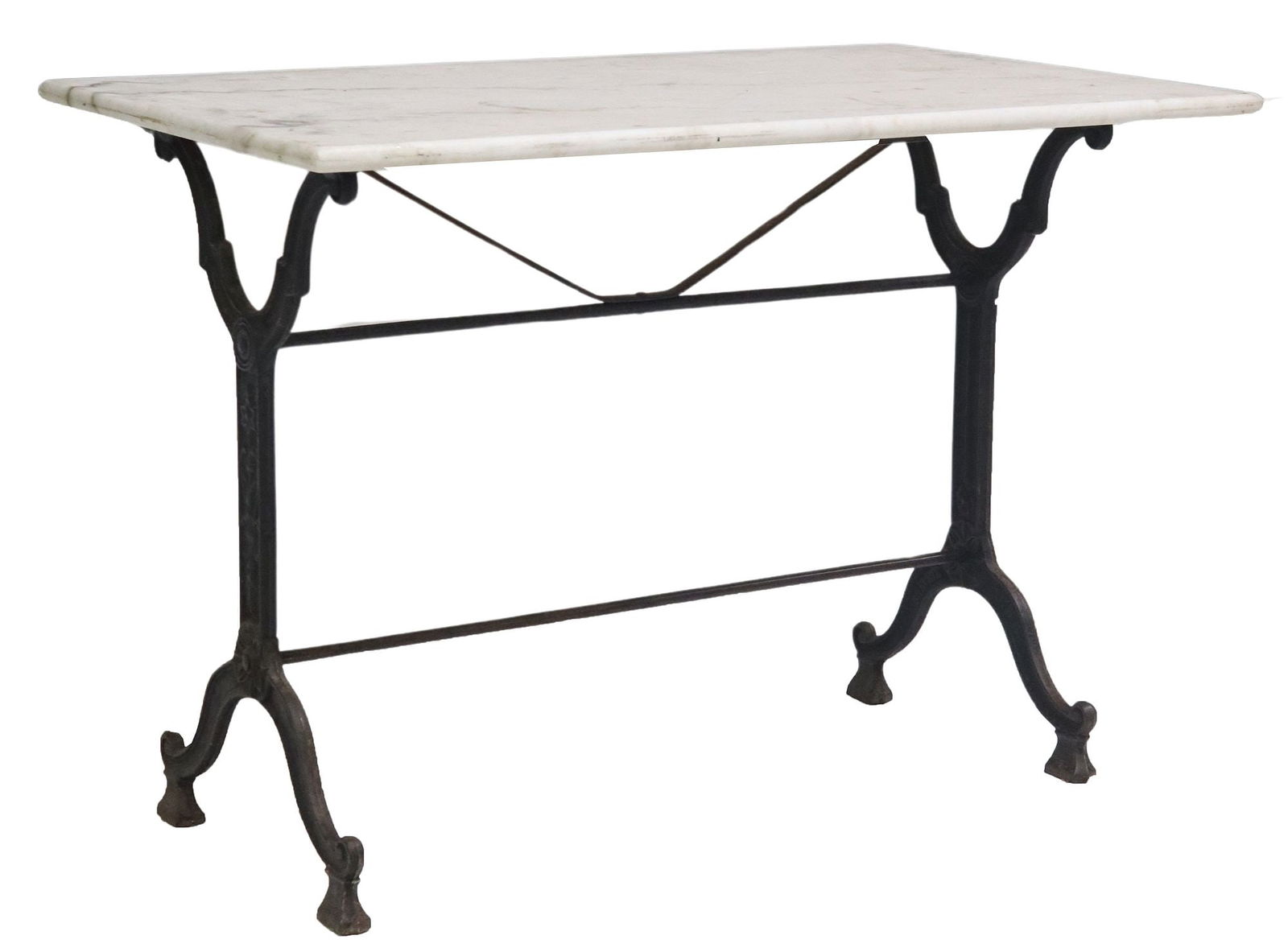 FRENCH CAST IRON & MARBLE BISTRO TABLE (1 of 4)