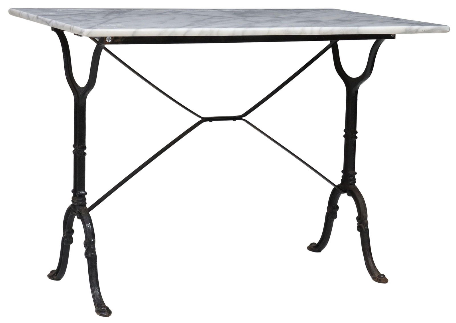 FRENCH MARBLE-TOP CAST IRON BISTRO TABLE (1 of 4)
