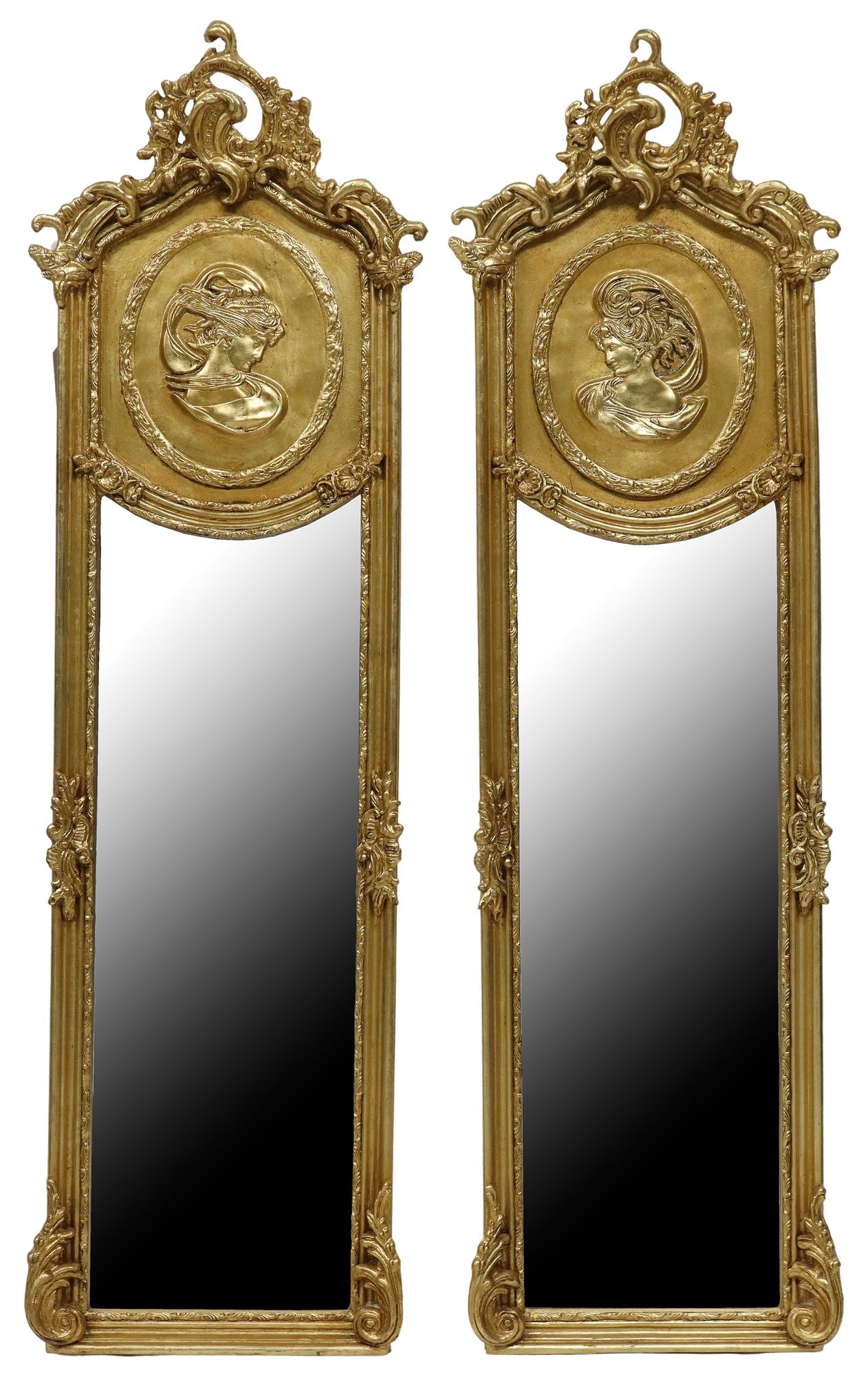 (2) LOUIS XV STYLE GILT PORTRAIT PIER MIRRORS (1 of 3)