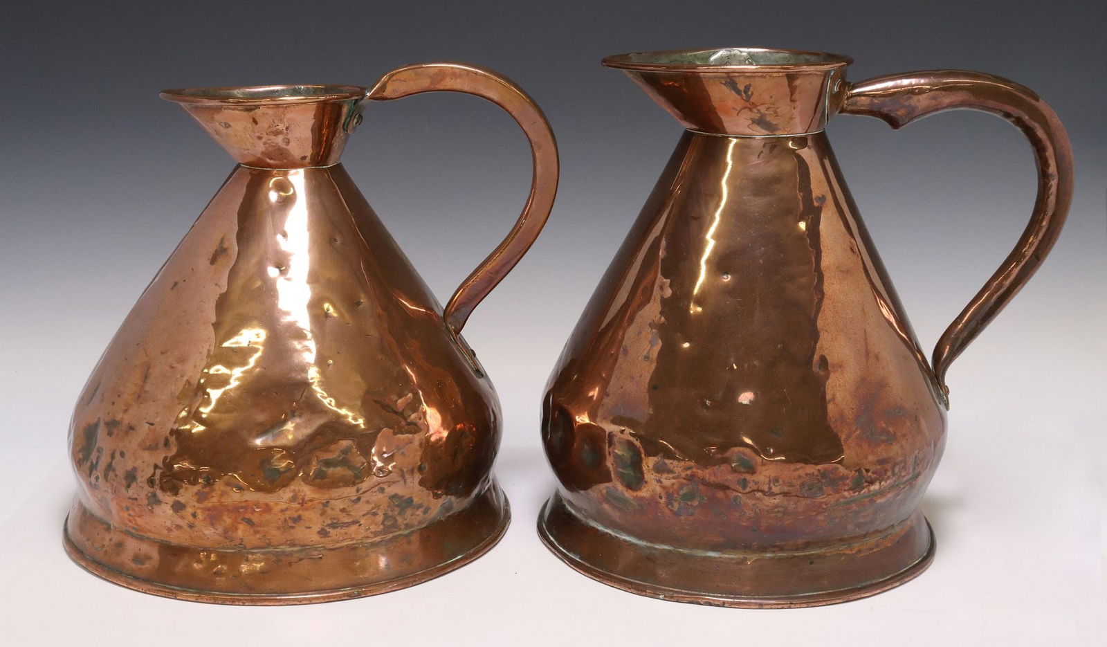 (2) LARGE ENGLISH COPPER TWO-GALLON MEASURES, 19TH C. (1 of 5)