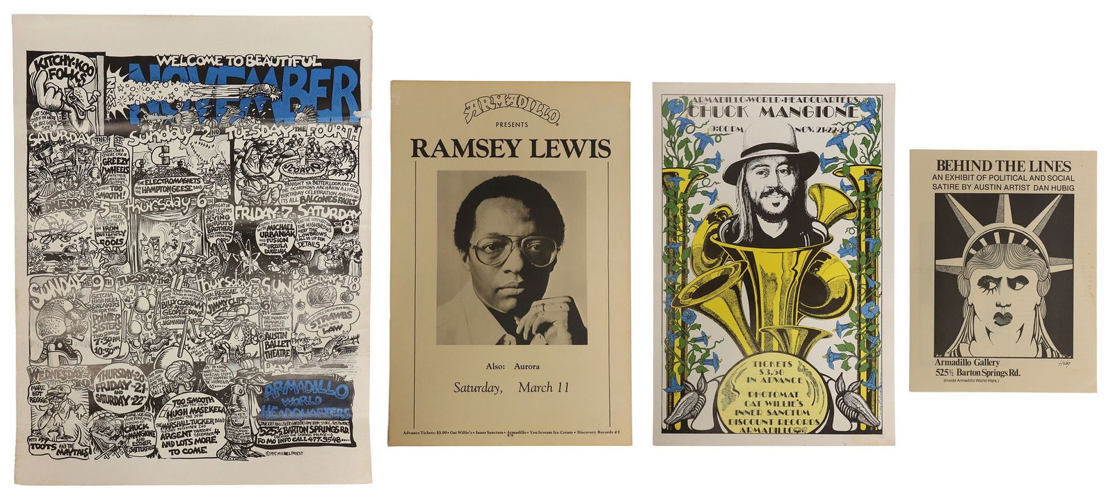 (4) VINTAGE CONCERT POSTERS ARMADILLO WORLD HEADQUARTERS AUSTIN, TEXAS (1 of 3)