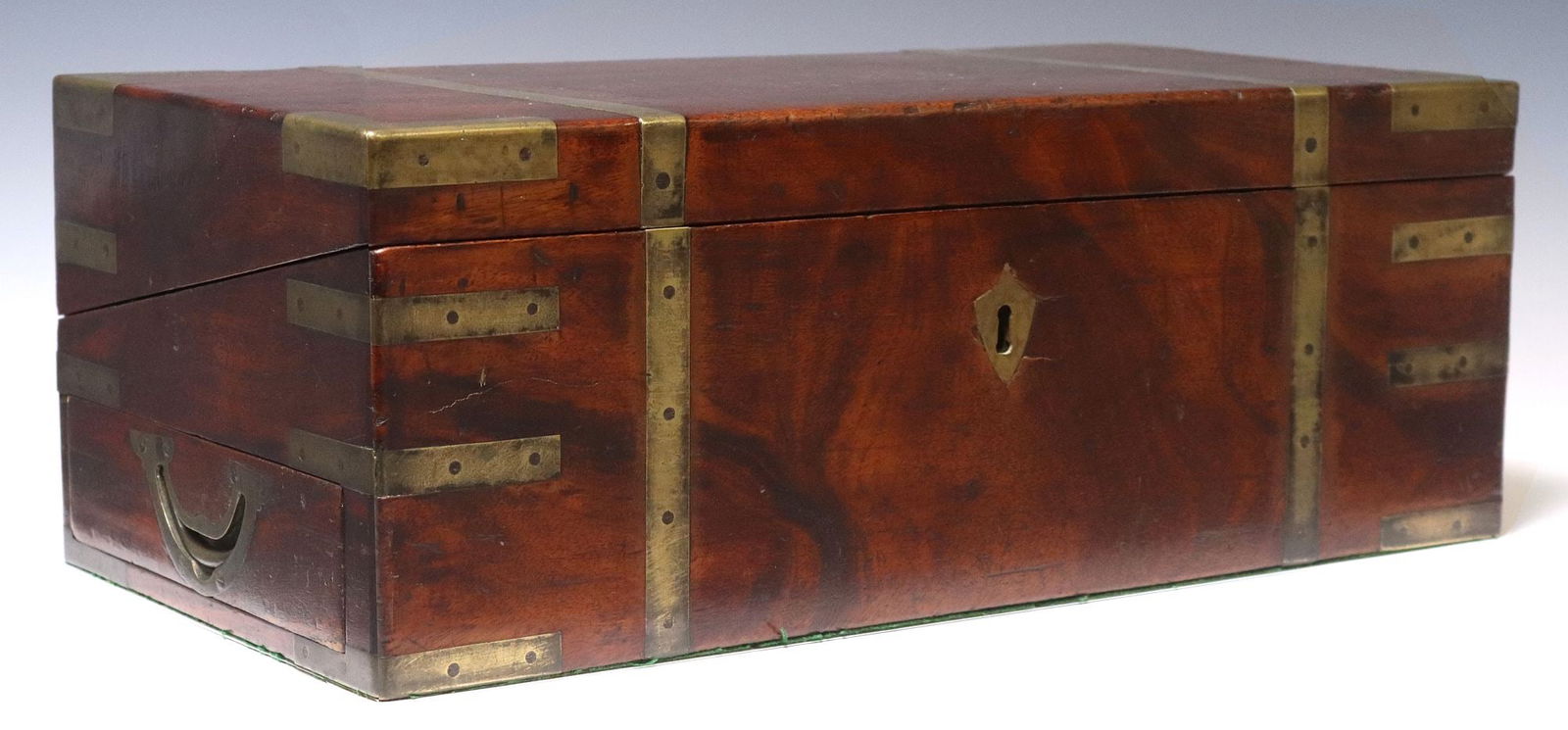 ENGLISH BRASS-BOUND WALNUT WRITING SLOPE/ TRAVEL DESK (1 of 6)