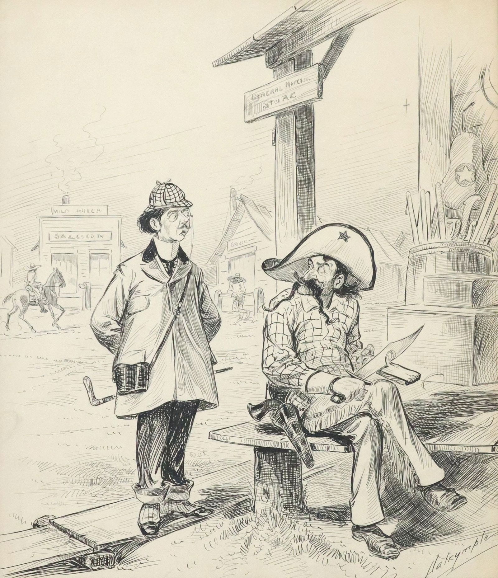 LOUIS DALRYMPLE (1865-1905) PEN & INK CARICATURE ILLUSTRATION ART (1 of 4)