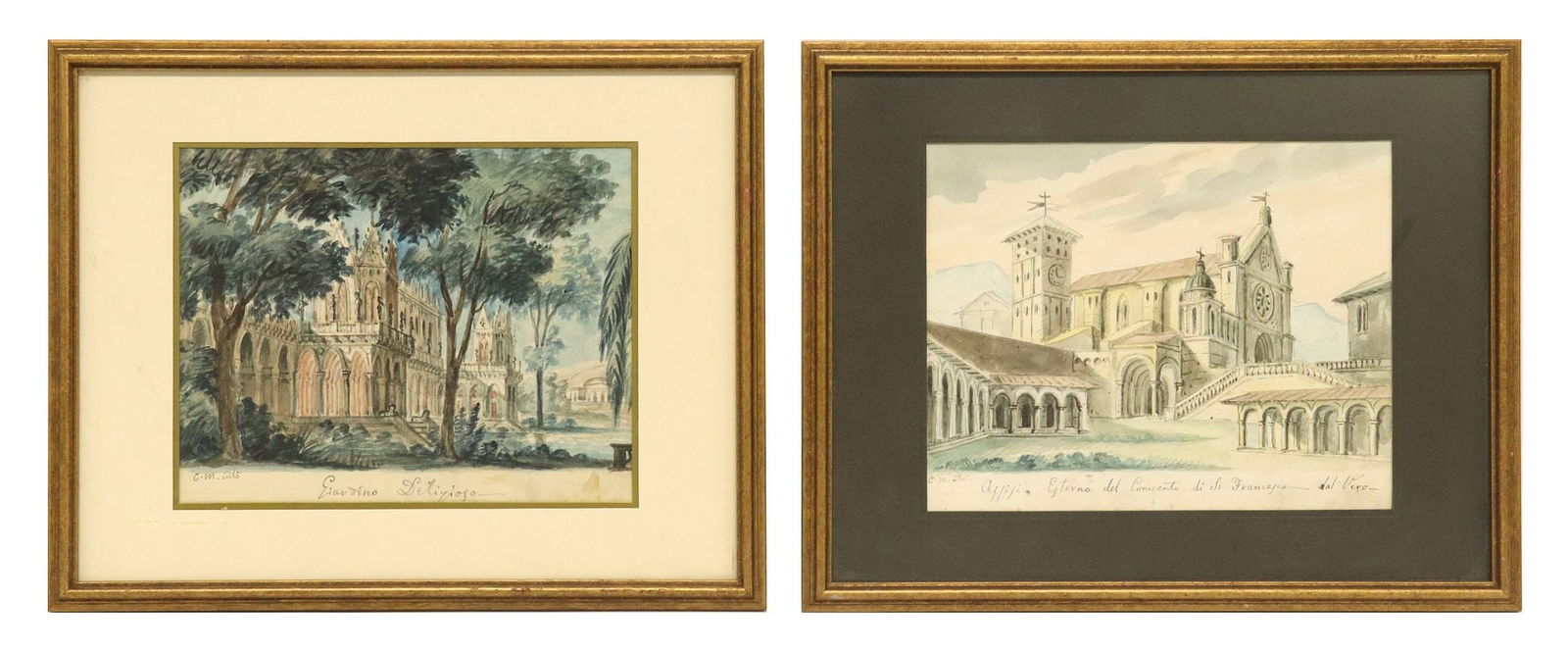(2) METRODORO CONTI (1810-1887) SCENIC WATERCOLOR PAINTINGS (1 of 8)