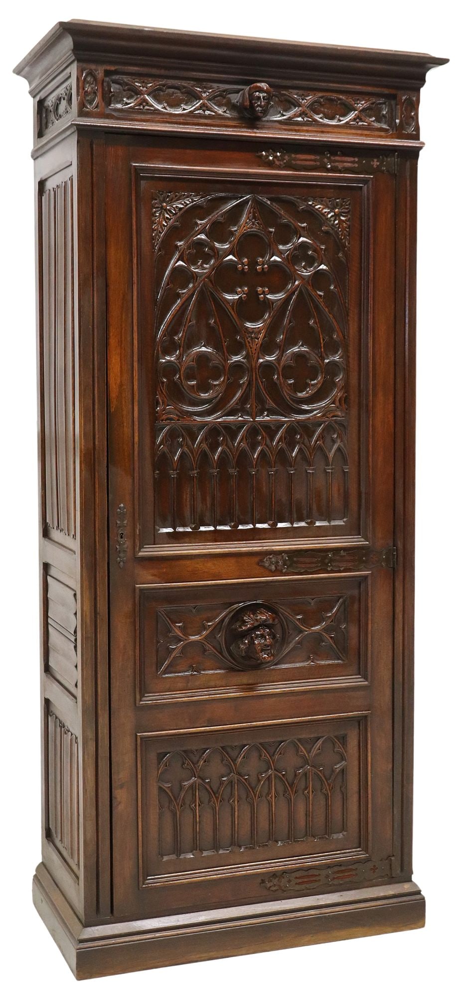 FRENCH GOTHIC REVIVAL CARVED WALNUT BONNETIERE (1 of 4)