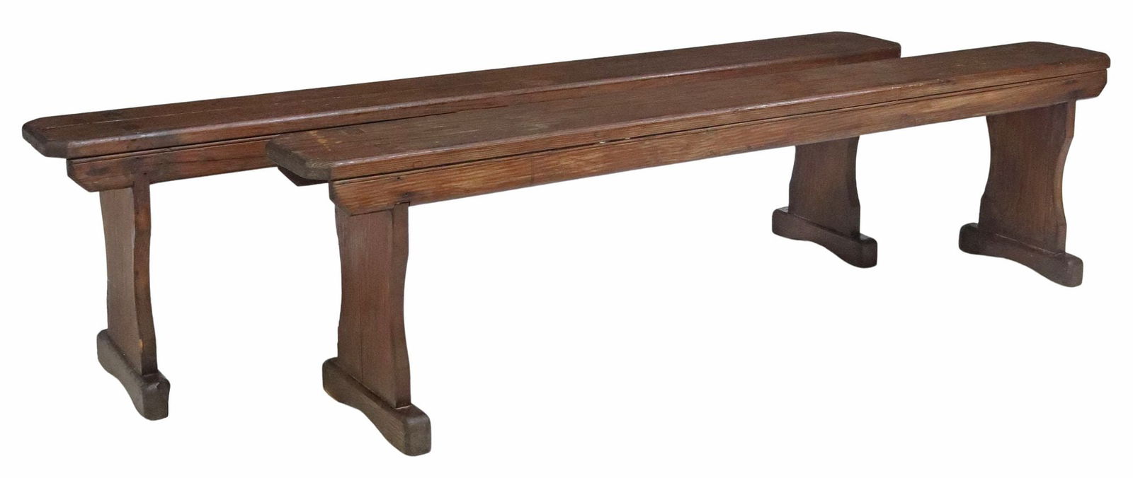 (2) RUSTIC FRENCH PROVINCIAL TRESTLE BENCHES (1 of 4)