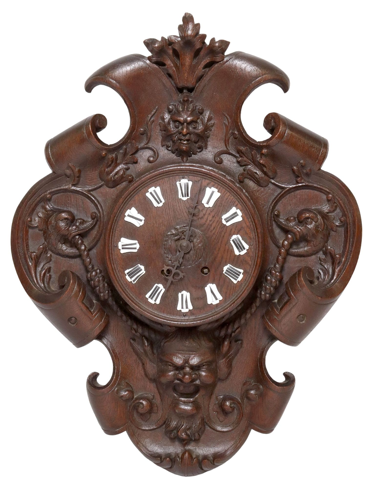 FRENCH RENAISSANCE REVIVAL CARVED OAK CARTEL CLOCK (1 of 5)