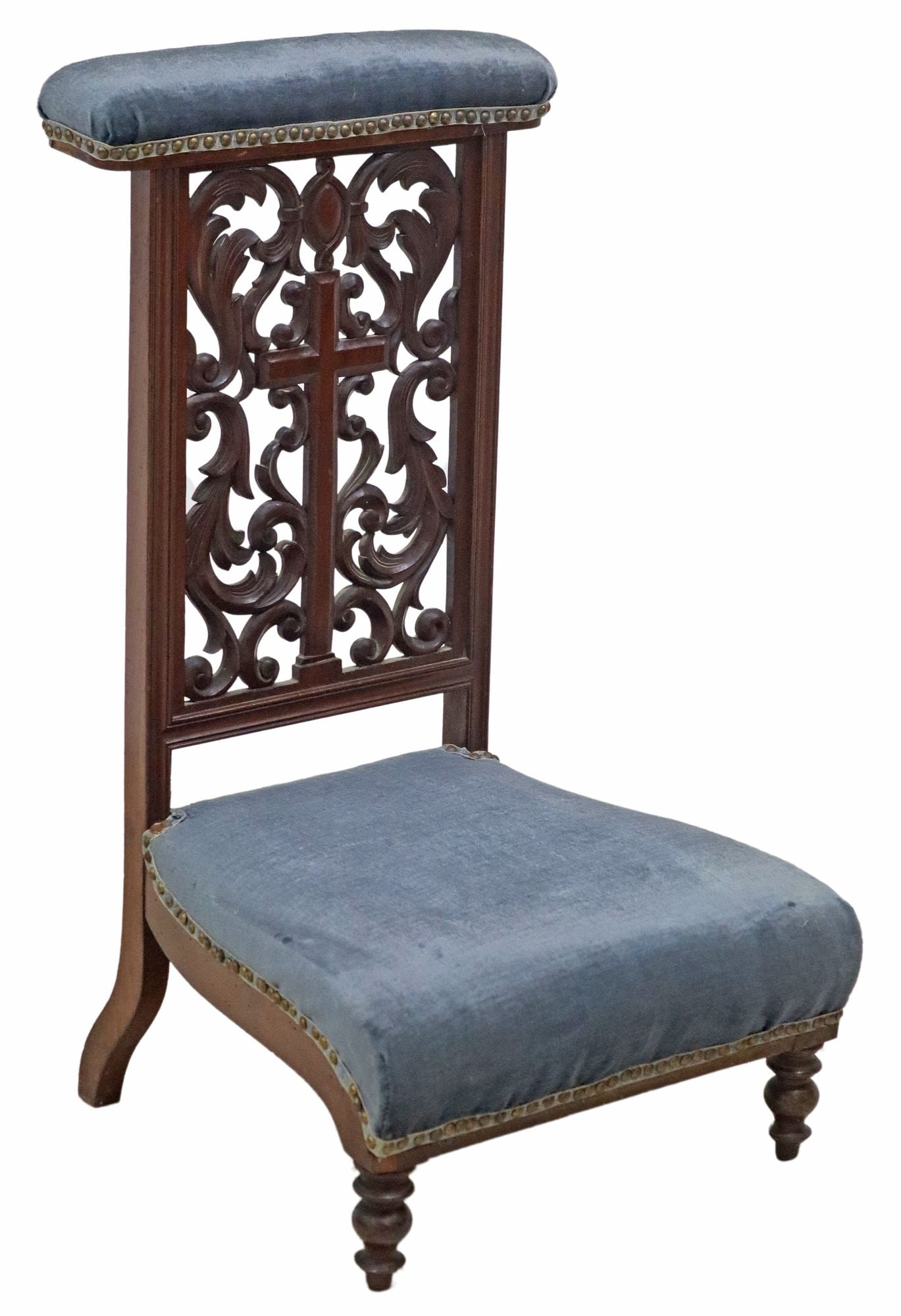 FRENCH GOTHIC REVIVAL UPHOLSTERED MAHOGANY PRIE-DIEU (1 of 3)