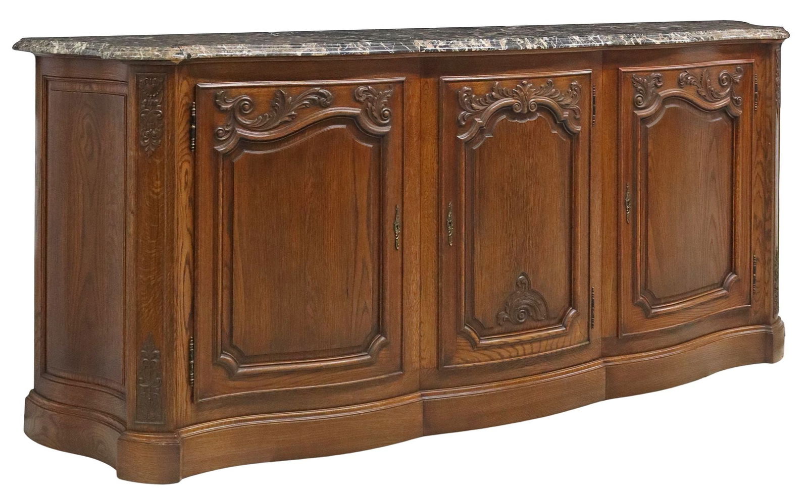 FRENCH PROVINCIAL MARBLE-TOP OAK SIDEBOARD (1 of 6)