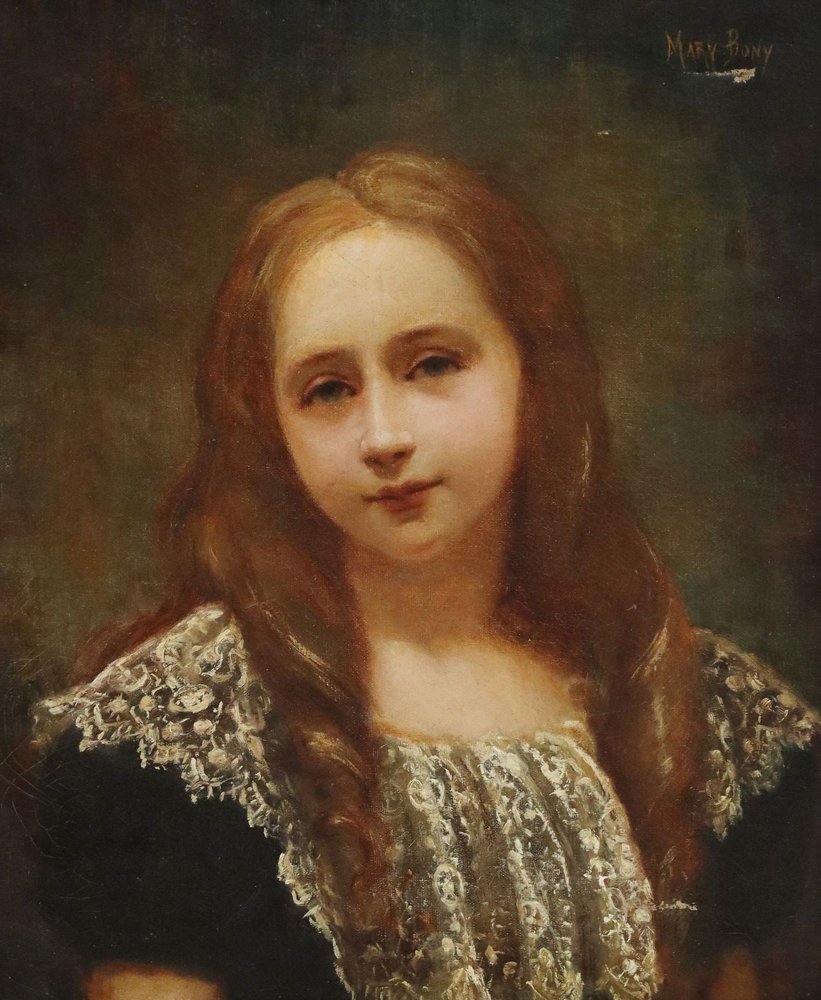 MARY BONY (LATE 19TH/ EARLY 20TH C.) PORTRAIT OF A YOUNG GIRL (1 of 5)