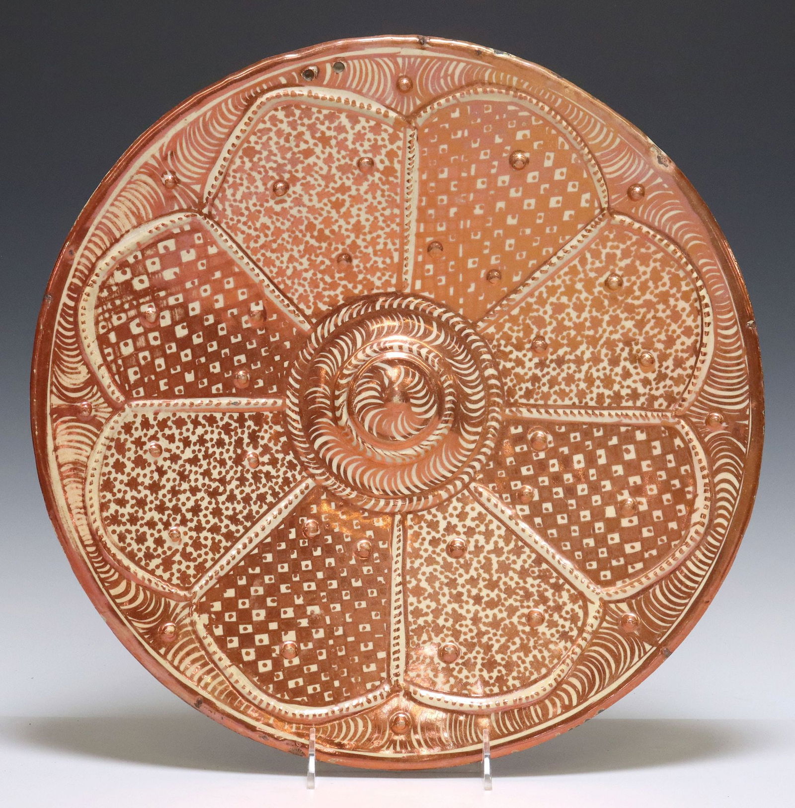 HISPANO-MORESQUE REVIVAL COPPER LUSTRE CHARGER (1 of 2)