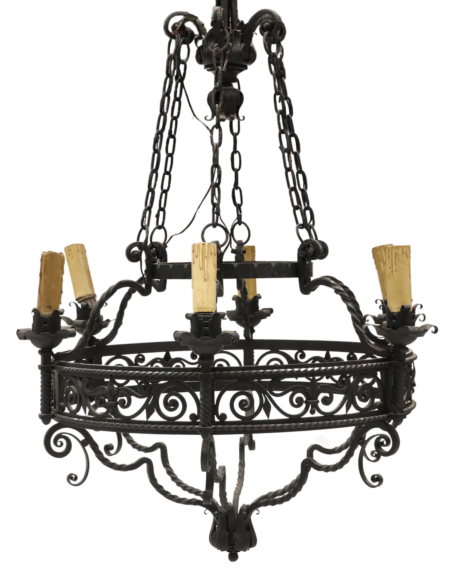 ITALIAN WROUGHT IRON SIX-LIGHT CHANDELIER (1 of 3)