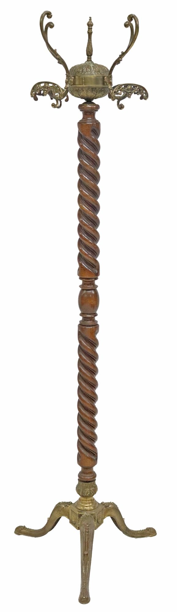 ITALIAN GILT METAL & WOOD SPIRAL TWIST HALL TREE (1 of 4)