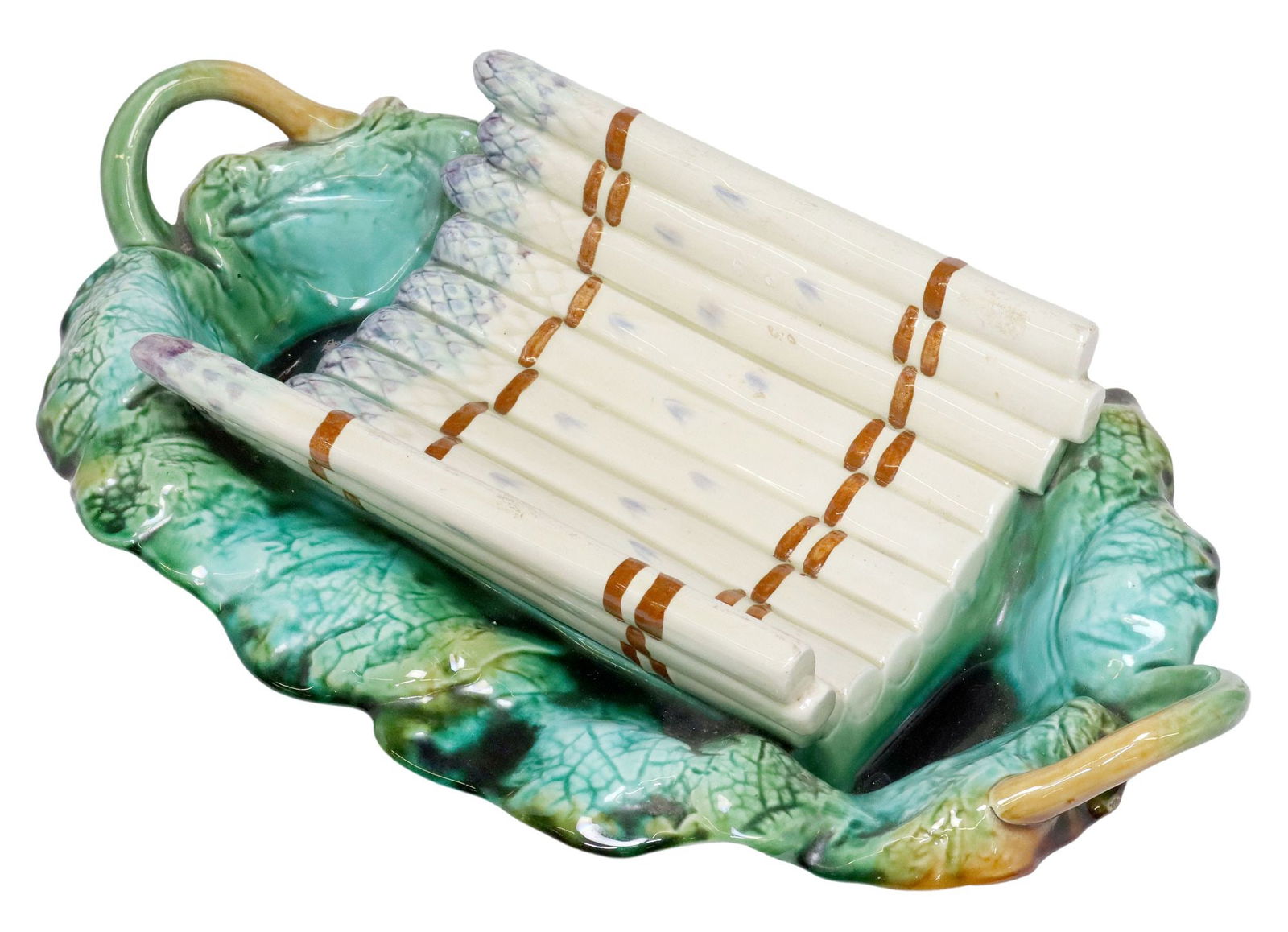FRENCH MAJOLICA ASPARAGUS SERVING CRADLE (1 of 6)