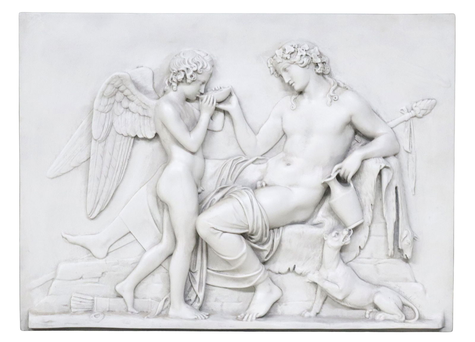 AFTER BERTEL THORWALDSEN CAST COMPOSITE RELIEF PANEL, DIONYSUS & CUPID (1 of 3)