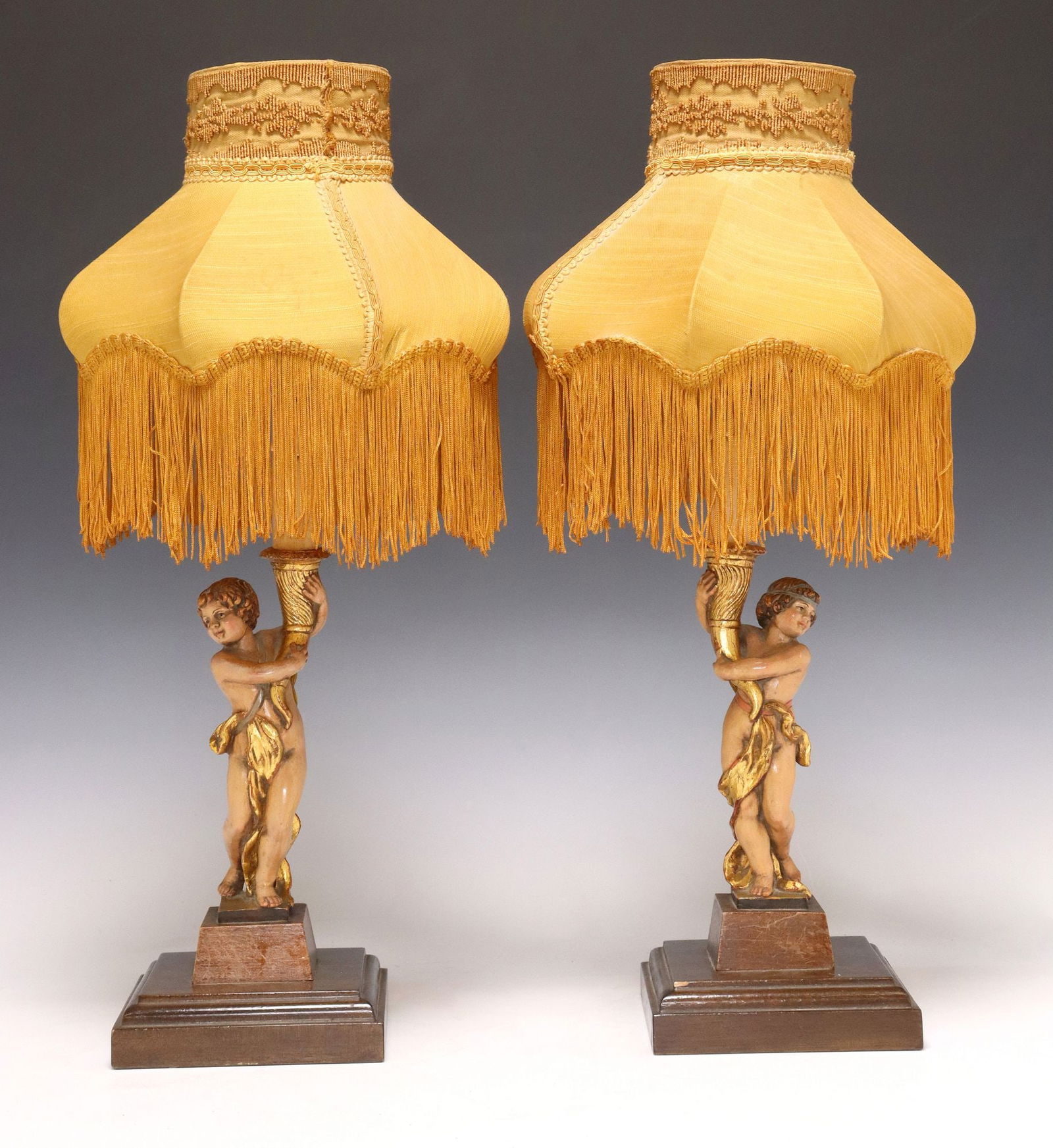 (2) ITALIAN PARCEL GILT PUTTI STANDARD 1-LT TABLE LAMPS (1 of 3)
