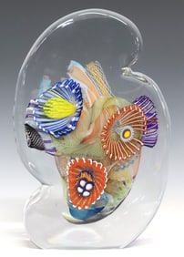 WES HUNTING (B.1958) STUDIO ART GLASS CRYSTAL OPTICAL ABSTRACT SCULPTURE