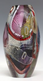 ERIC RUBINSTEIN (B.1956) ABSTRACT STUDIO ART GLASS VASE