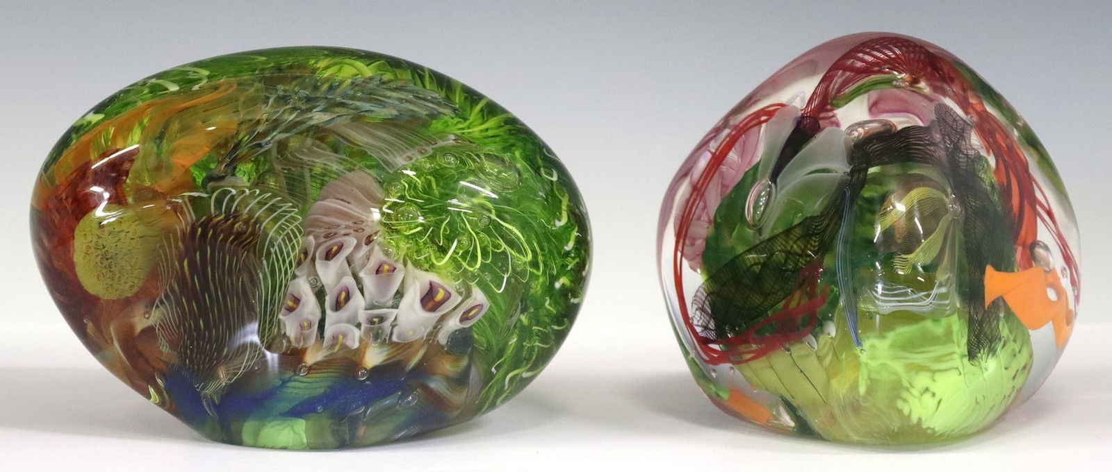 (2) ERIC RUBINSTEIN (B.1956) ART GLASS SEASCAPE PAPERWEIGHTS (1 of 5)