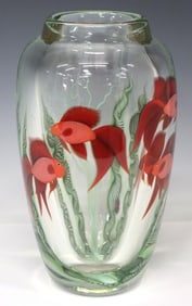 SCOTT BEYERS FOR ORIENT & FLUME ART GLASS PAPERWEIGHT AQUARIUM VASE