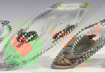 (2) ORIENT & FLUME GLASS PAPERWEIGHT AQUARIUM VASES, BEYERS, SILLARS & HUDIN