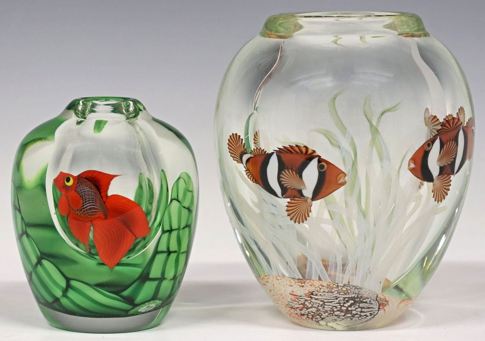 (2) ORIENT & FLUME GLASS PAPERWEIGHT AQUARIUM VASES, BEYERS, SILLARS & HUDIN (1 of 4)
