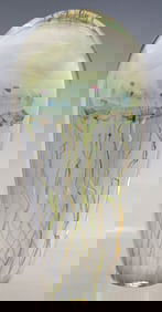 RICHARD SATAVA (B.1975) STUDIO ART GLASS LAMPWORK JELLYFISH PAPERWEIGHT