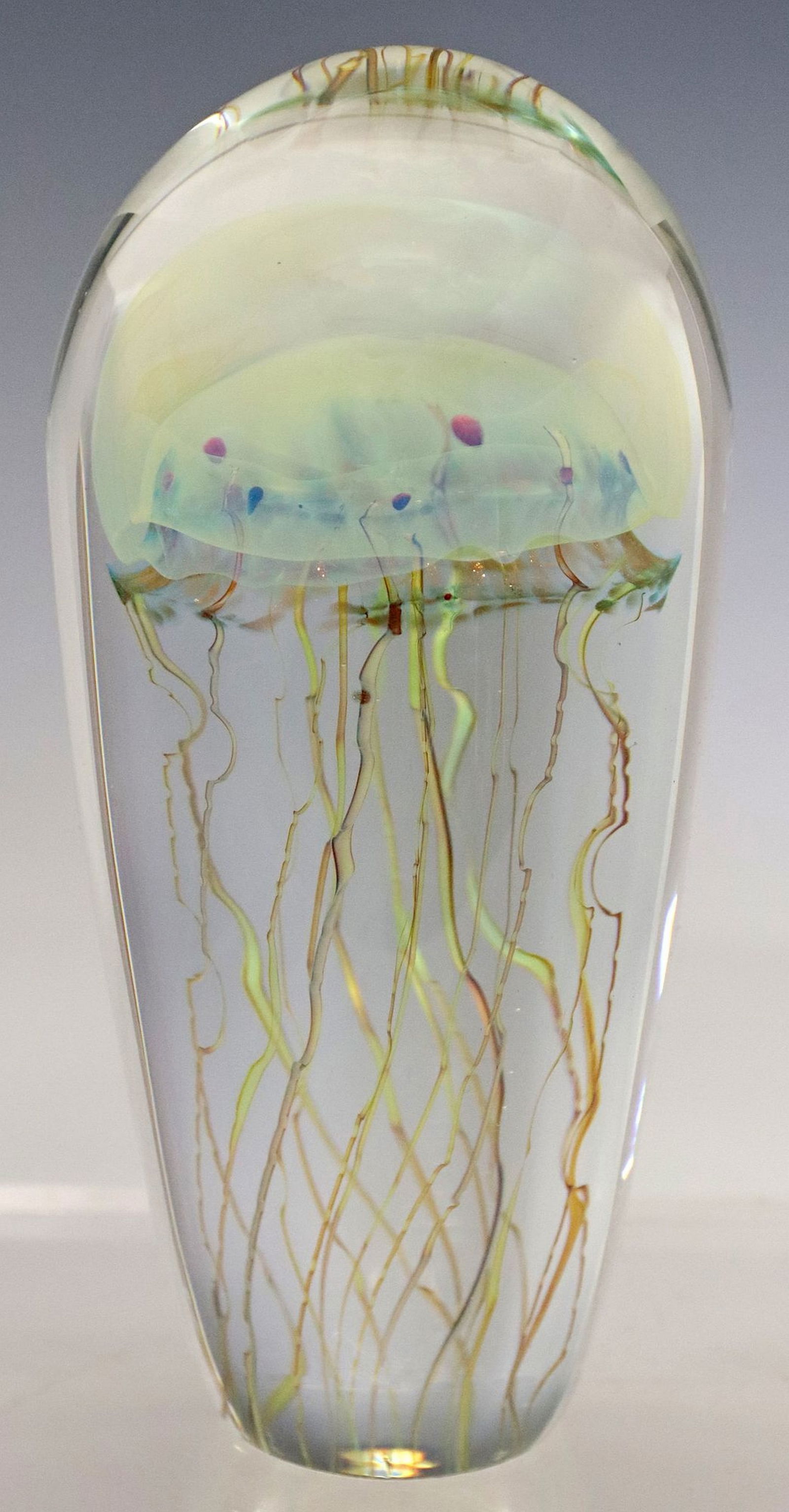 RICHARD SATAVA (B.1975) STUDIO ART GLASS LAMPWORK JELLYFISH PAPERWEIGHT (1 of 4)